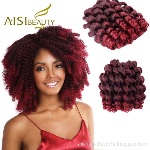 Aisi Beauty Manufacturer Multi Color Jumpy Wand Curly Crochet Braids Hair Extension Jamaican Bounce Synthetic Braiding Hair